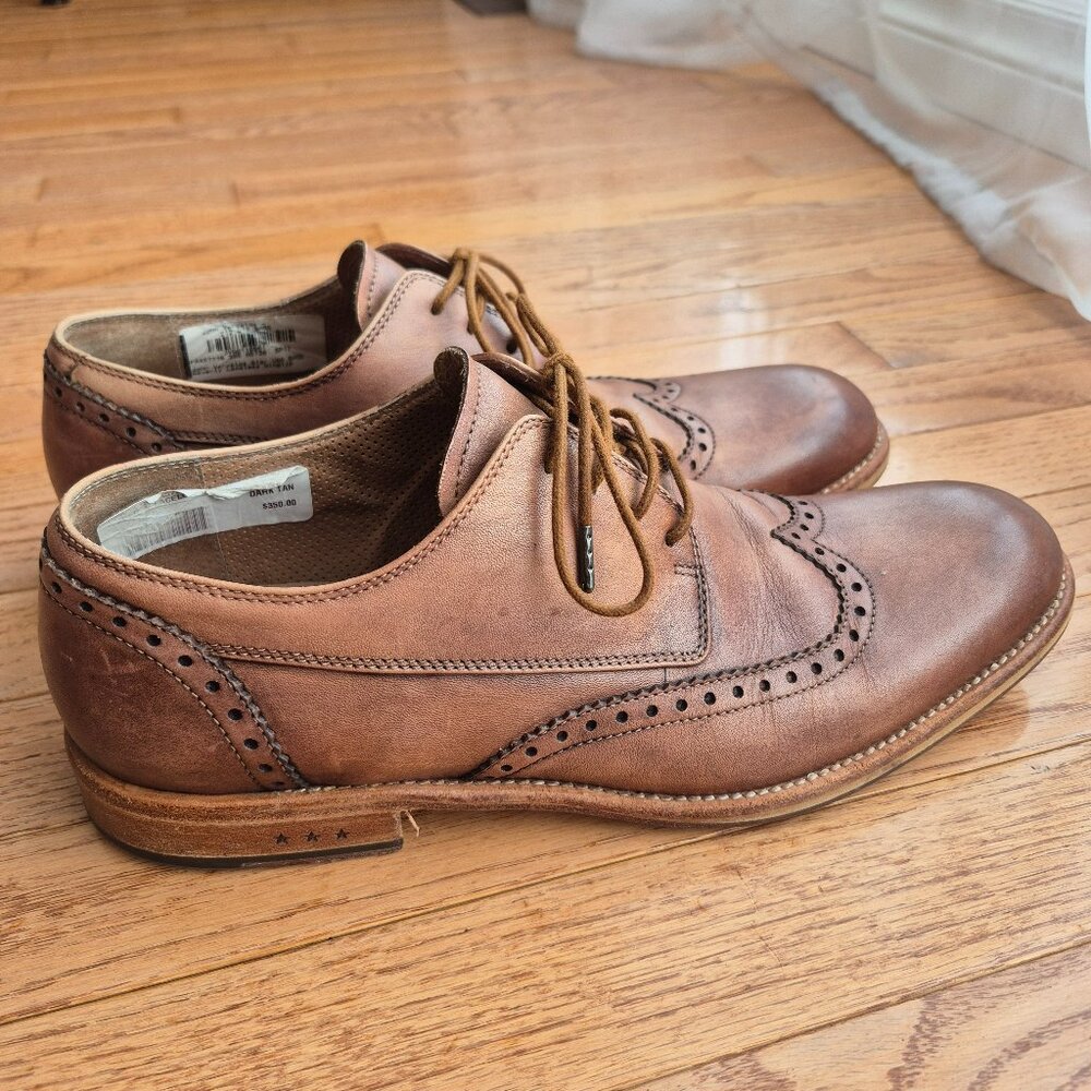 John Varvatos Waverly Wingtip Shoe Brown Narrow 11 *Read measurements*